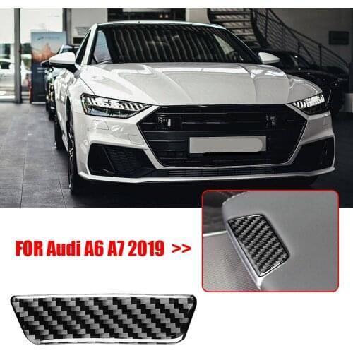 Carbon Fiber Center Console Armrest Button Trim Decor Carbon Fiber for Audi A6L A7 2019 Automobiles Interior Mouldings 80*21mm
