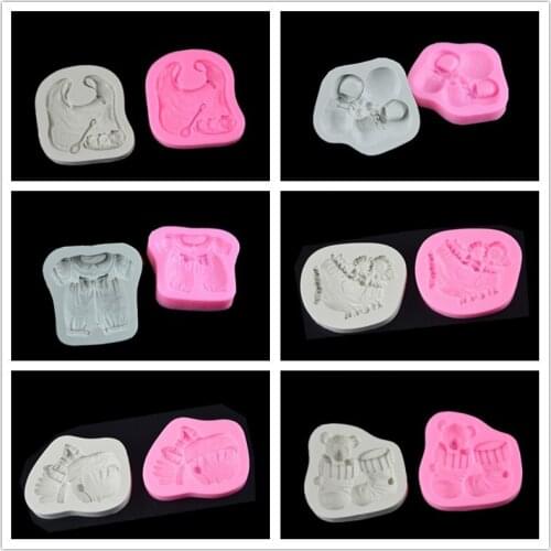 Baby Clothes Shoes Hats Skirts Shape Silicone Mold Cake Decorating Tool Cake Fondant Mold Chocolate Cookie Cupcake Baking Mould