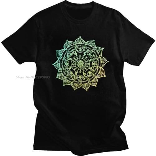 Fashion Buddhism Mandala T Shirt Men Cotton Geometric Flower Of Life Tee Tops Short Sleeve Designer Tshirt Clothes Gift