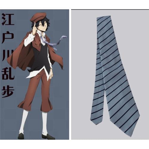 Anime Bungo Stray Dogs Detective Ranpo Edogawa Cosplay Costumes Mens Womens Blue Stripes Tie Prop Halloween Collection Gift