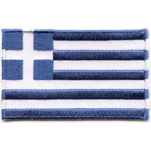 Greece Flag Garment Labels merrow&flat broder iron on backing free shipping by Post