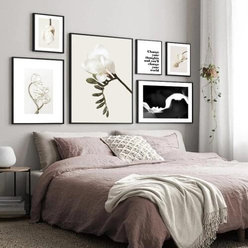 Quote Scandinavian Wall Art Flower Canvas Poster Floral Print Painting Nordic Style Wall Picture Modern Living Room Decoration