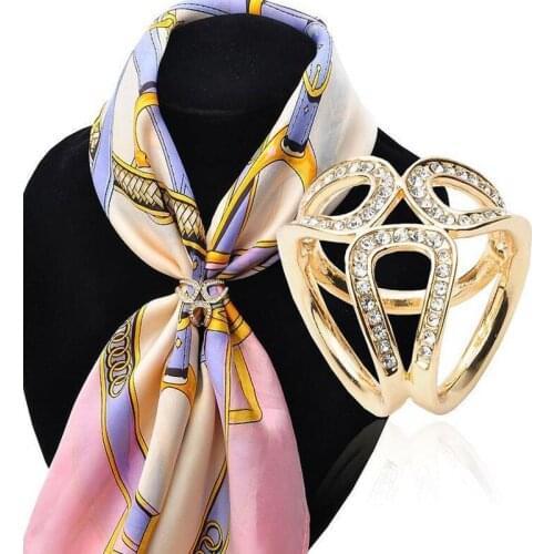 Korean Version Hot Sale Exquisite Three-ring Silk Scarf Ladies Shawl Buckle Accessories Ethnic Style Flower Stewardess Jewelry