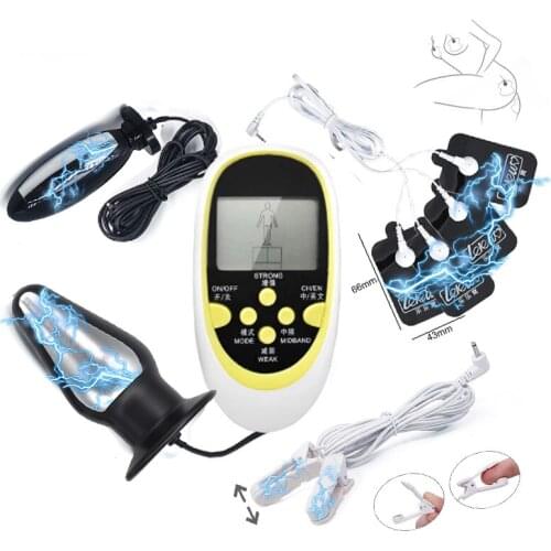 Electro Shock Anal Vaginal Plug Electro Prostate Stimulation Massage Pad Nipple Clamp Bdsm E-stim Sex Medical Toys For Women Men