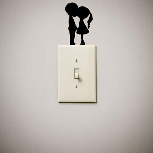 Boy girl kissing Walll Decal Vinyl cute funny light switch Wall Sticker light switch cover outlet Decor home decor Mural Z945