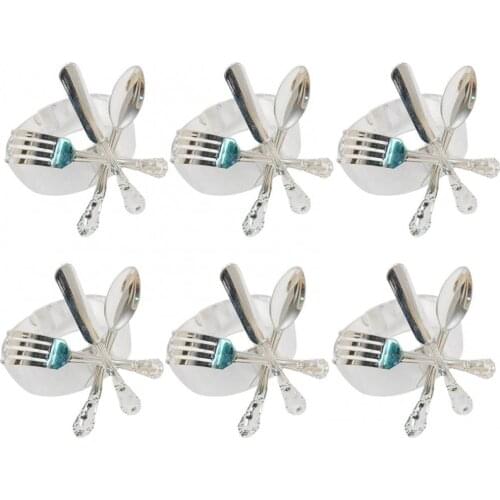 2021 New 6pcs Hotel table Western-style knife and fork spoon napkin buckle napkin ring napkin ring cloth ring towel buckle