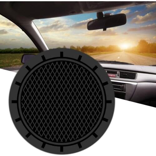 New 2Pcs High Quality Non-slip Elastic Durable Carbon Fiber Look Car Auto Water Cup Slot Non-Slip Mat Pad Accessories