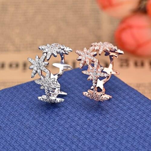 New Modern Fashion Women Full Star Ring Trend Aaa Crystal Zircon Engagement Design Rings For Women Wedding Jewelry Gift Zk30