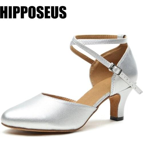 Hipposeus Modern Dancing Shoes For Women Ballroom Latin Dance-Shoes Girls Ladies Tango Dancing Shoes Gold Heels Salsa Sandals