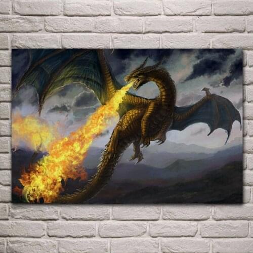 Dragon jaws fantasy monster battle artwork fabric poster living room home wall decorative canvas art print MC500