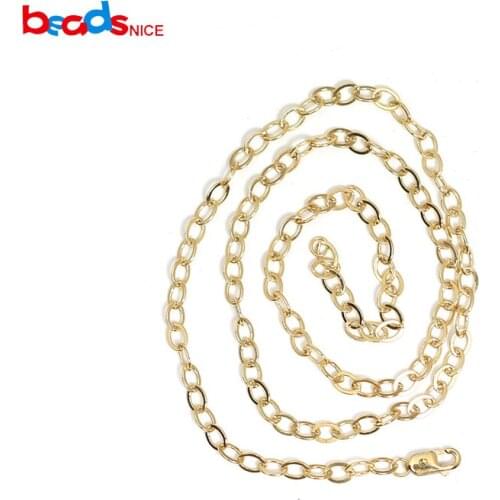 Beadsnice ID40134smt2 Oval Chain Necklace DIY Customize Long Necklace Layering Jewelry Delicate Necklace