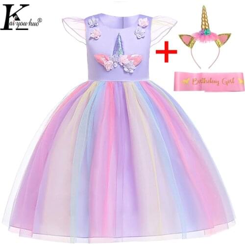 Unicorn Party Girls Dress Easter Costume Kids Dresses For Girls Elegant Princess Dress Children 3 4 5 6 7 8 9 10 Year vestidos