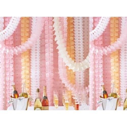 Hanging Garland Four-Leaf Clover Banner Paper Flowers Tissue Wedding Party Decor Christmas decoration 3.6m Reusable 21color