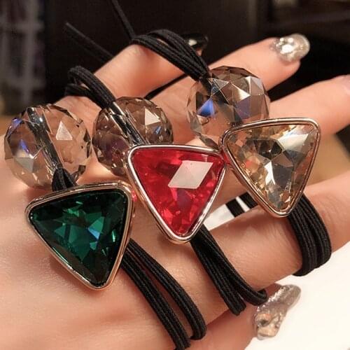 Korea Colorful Geometric Crystal Ball Elastic Hair Bands Rubber Band Hair Accessories For Girl Hair Ties Gum for Hair Scrunchies