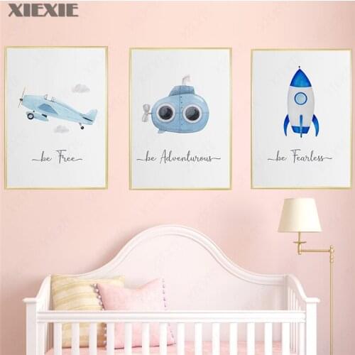 Airplane Car Inspiring Quote Child Poster Nursery Canvas Print Wall Art Painting Nordic Kids Baby Room Decor Decoration Picture