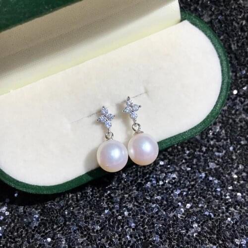 Charm 925 Sterling Silver Earrings Findings Settings Base Mountings Parts for Pearls Agate Crystal Stones Jade 5pairs/lot