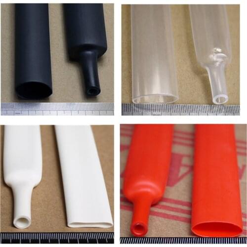 2M Adhesive Lined 4:1 Heat Shrink Tubing Dual-wall Waterproof Diameter 12mm/16mm/20mm/24mm/32mm/40mm/52mm Black/Red/White/Clear