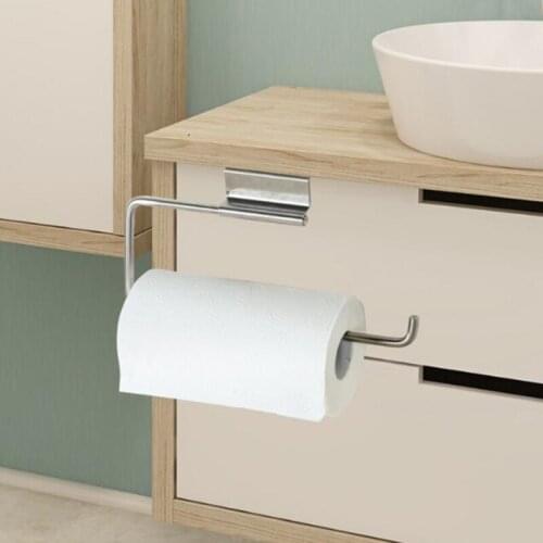 Stainless Steel Punch-Free Revolving Door Back Kitchen Roll Holder Multi-Function Kitchen Toilet Dual-Purpose Storage Rack