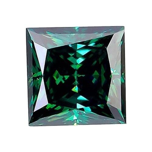 Factory Price dark green color DVVS Clarity Princess Cut 5.5x5.5mm-10x10mm 1pcs Synthetic Moissanites Diamond For Jewelry