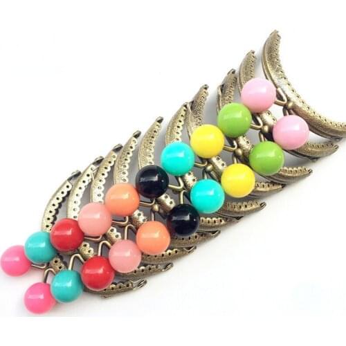 Women DIY coin bag making metal clasp 8.5cm knurling purse frame 20mm colorful ball kiss buckle
