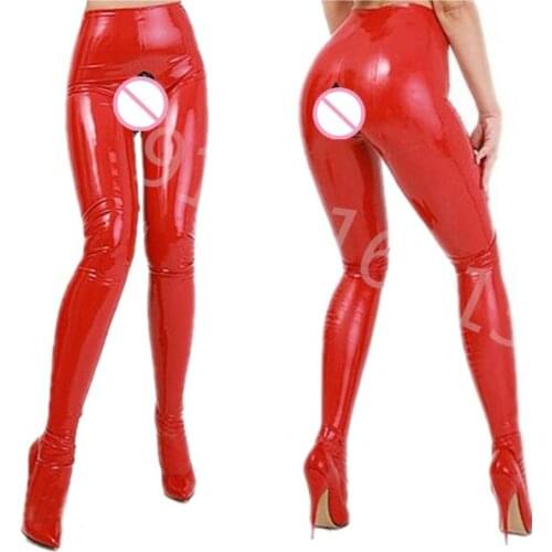 Latex Rubber Women Sexy Stylish Banding Tight Trousers Handsome Pants XXS-XXL