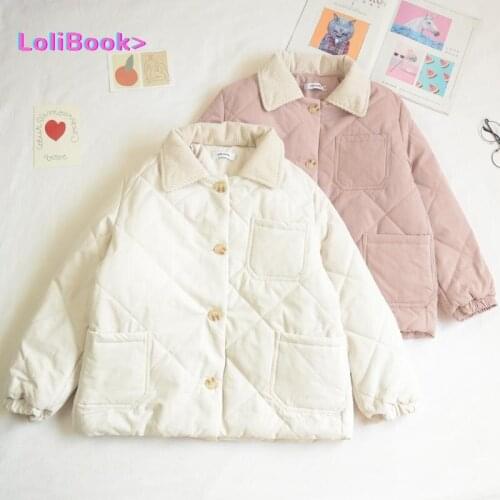 Women Parkas Solid Single Breasted Pockets Girl Soft High Quality Ladies Hot New Simple Kawaii Japanese Style Fresh Preppy Sweet