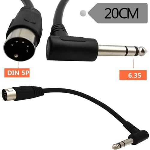 2PCS 6.35mm (1/4 Inch)TRS Stereo Jack Audio Cable Din 5 Pin MIDI Male Plug High Quality 0.2m/1.5m for Microphone