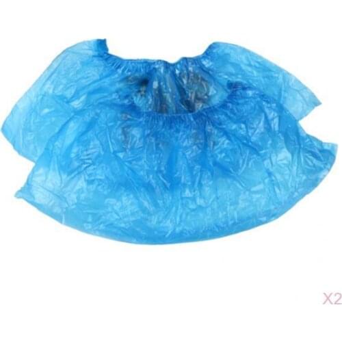 200pcs Home Boot Booties Shoe Covers PE Disposable Overshoes 1.0g Blue NEW