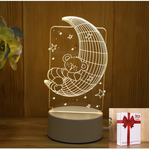 3D LED Sloth Moon Night Lamp Novelty Illusion Table Light For Festival Room Children Party Decor Indie Adult Kids Birthday Gift