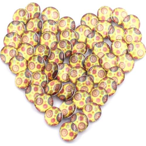 5PCS 18mm Mixed Yellow Flower Round Dome Snap Press Buttons Crafts Scrapbook Gift Charms Jewelry Accessories Snap Fastener 5.5mm