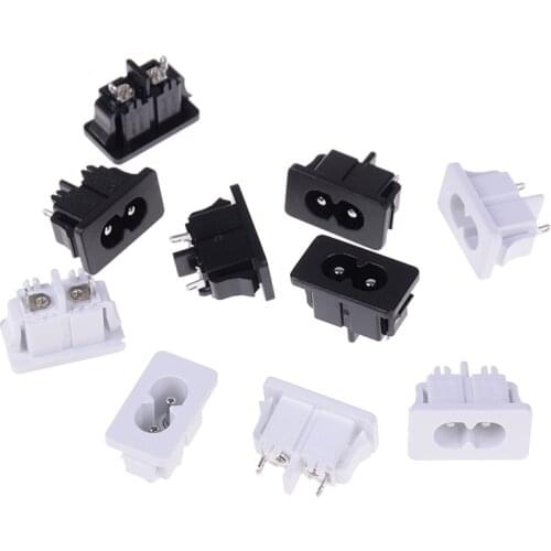 5Pcs/lot AC250V 2.5A Iec320 C8 Male 2 Pins Power Inlet Socket Connector High Quality