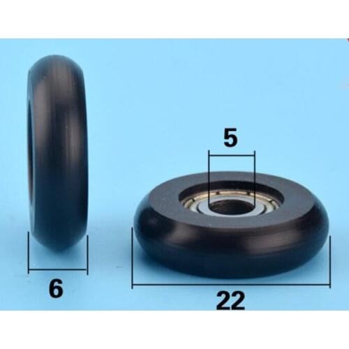 DuoWeiSi 5*22*6mm 3D printer instrument door and window small wheel arc ball bread rubber bearing 53kg Inside 5mm