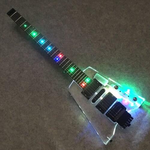 Guitar, Acrylic Headless electric guitar with LED lights,Custom electric guitar, free shipping