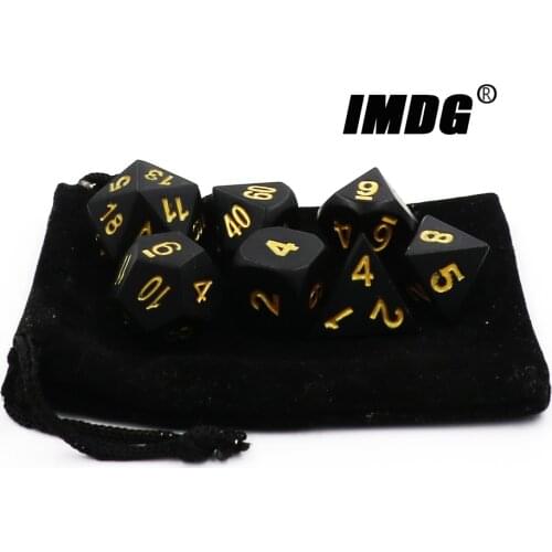 IMDG 7pcs/set Creative RPG Game Dice Polyhedron Metal Dice DND Black Gold Color Digital Game Dice