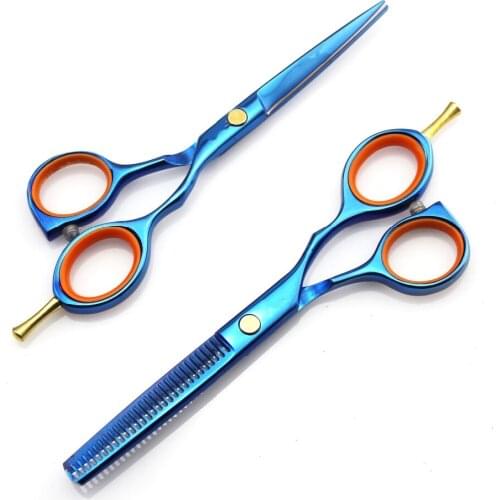 Customize Single-Tail classic 5.5 inch blue cutting barber thinning scissor cut hair scissors shears hairdressing scissors set