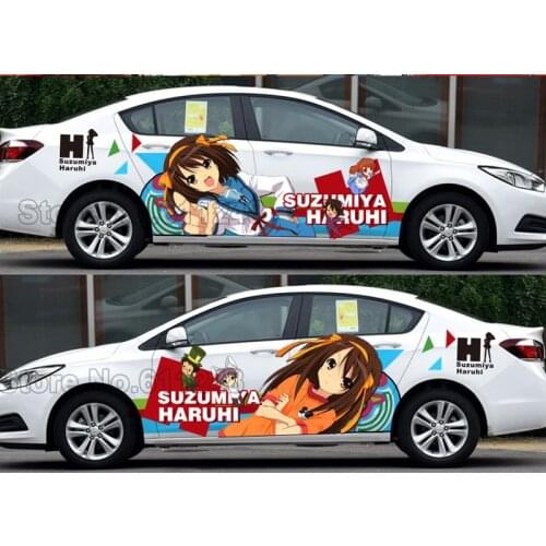 Custom Made Japanese Anime Game Itasha Decals Suzumiya Haruhi Racing Rally Sticker 3D Decal Waterproof Body Hood Film