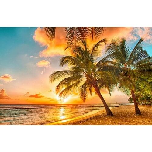 Full SquareRound Drill 5D DIY Diamond Painting Coconut tree on the beach 3D Embroidery Cross Stitch Mosaic Home Decor wedding