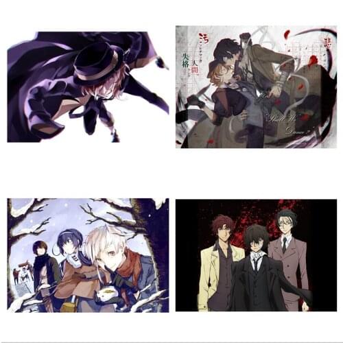 WTQ Canvas Painting Anime Posters Bungou Stray Dogs Wall Decor Wall Art Picture Retro Poster for Living Room Decor Home Decor