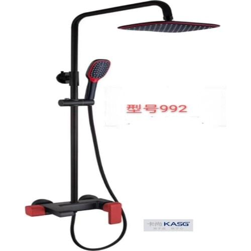 KASG-992 Craft mattle black paint Shower Set 8-inch square Shower Head ABS Handhold Shower -Faucet Thermostatic