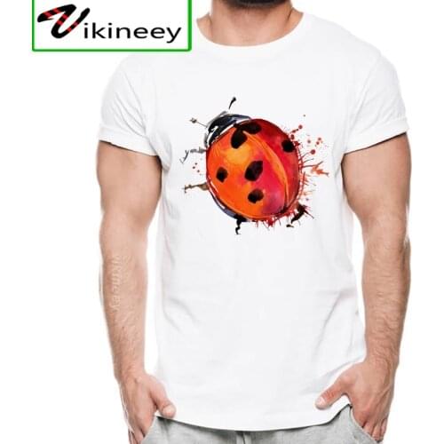 New design summer Mens short sleeve Colorful Ladybug T-Shirt insect art design white Casual Tops hipster Camisas Tee
