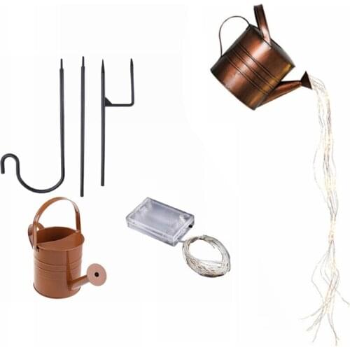 T21D Watering Can LED String Light Pouring out Starry Fairy Nightlight for Yard Garden Path Art Lamp Decoration