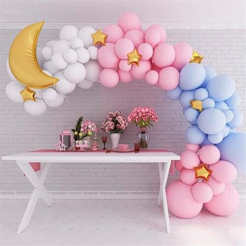 Macaron Blue Pink Balloon Garland Arch Birthday Wedding Baby Shower Party Decorations Moon Star Fairy Tale Halloween Balloons
