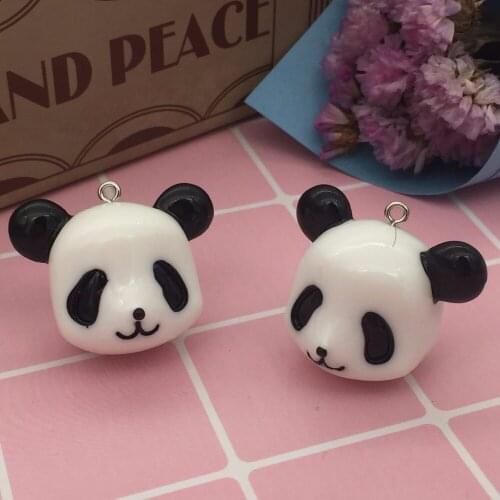 Lets start!set 10pcs,Cute resin animal charms. 3D resin big panda head pendant for key chain/phone decoration,DIY