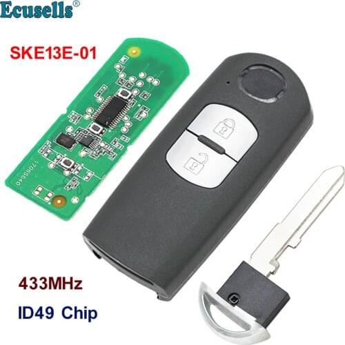 New Smart Remote Key Fob 433MHz with ID49 chip Fit For Mazda 3 6 CX-4 CX-5 MX-5 With Emergency Key SKE13E-01