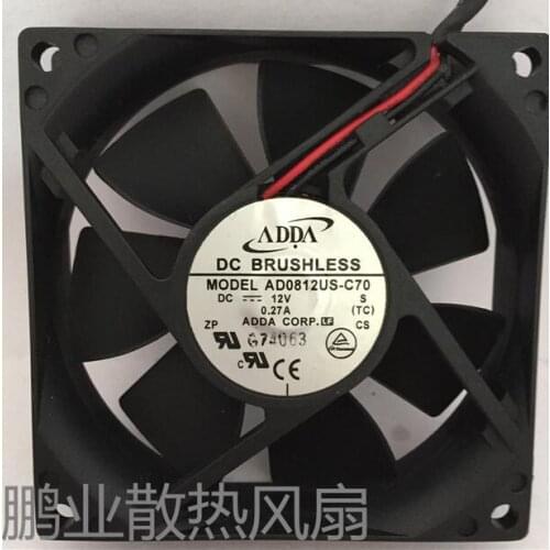 Original genuine AD0812US-C70 DC12V 0.27A 8 cm 80*80*25MM two wire fan