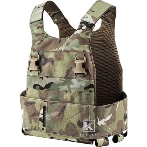 KRYDEX Low Vis Slick Plate Carrier W/ 2PCS Dummy PlatesTactical Airsoft Wargame Lightweight Adapt System FCS Slickster Vest MC