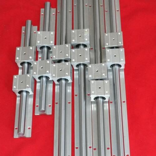 Support Linear Rail SBR12 300MM X 2 SBR16 500MM X 2 SBR20 800MM X 2 total 6 rails+12blocks for CNC machine
