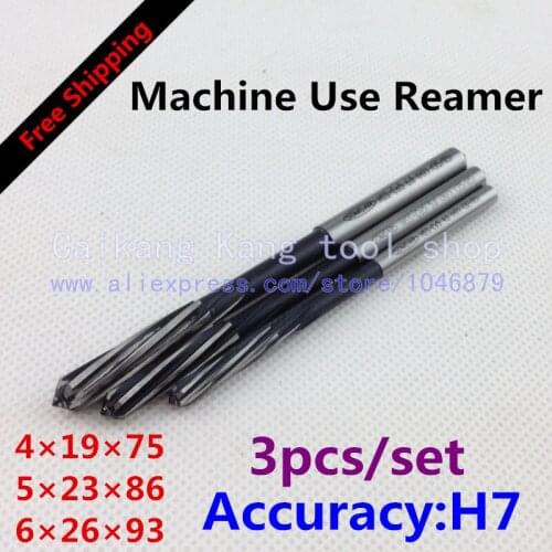 Free shipping 3/set New High performance Spiral High Cobalt Machine Reamer 4/5/6mm Reamer set Accuracy: H7