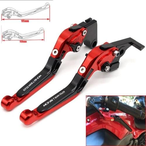 Motorcycle CNC Adjustable Foldable brake Clutch Levers for Ducati 821 MONSTER/Dark/Stripe 2014-2017 with Logo (MONSTER 821)
