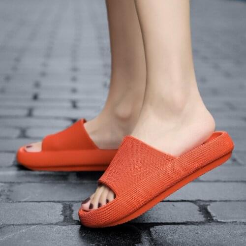 ZEEKSON Summer Couple Slippers Solid Color Thick-soled Fashion Unisex Beach Shoes Indoor Bathroom Bathing Waterproof Flip-flop